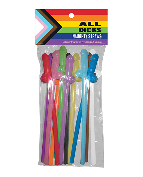 All Dicks Naughty Straws - Asst. Colors 11-Pack