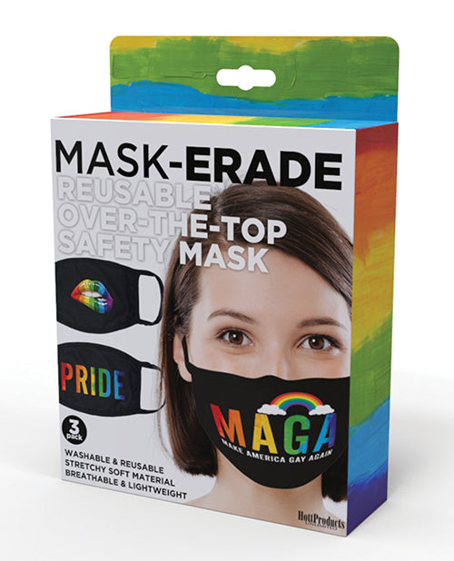 Hott Products Mask-Erade Masks - Pride/Gay Again/ Rainbow Kiss 3-Pack