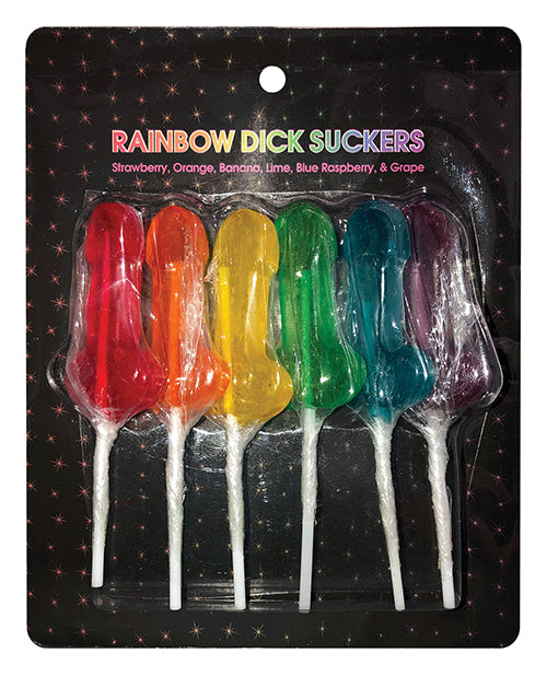 Rainbow Dick Suckers: Pride Candy, Adult Lollipops, 1 Pack of 6 Singles