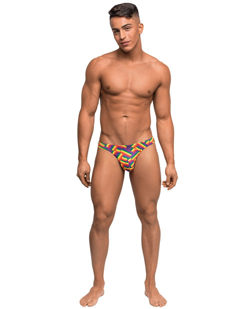 Pride Fest Contoured Pouch Bong Mens Thong Underwear Rainbow L-XL