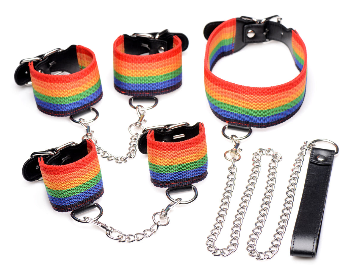 Kinky Pride Rainbow Bondage Set, Bondage Gear, BDSM Kit